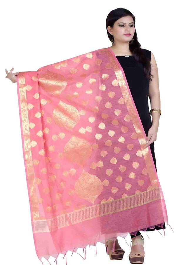 Chandrakala Banarasi Dupatta for Women,Shawl Scarf Wrap Chunni Pink (D127PIN)